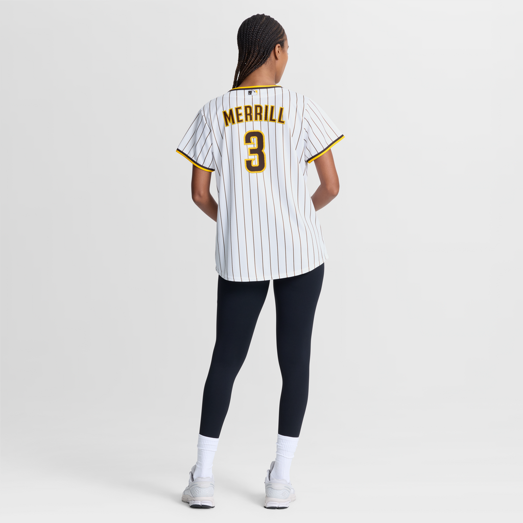 Women's San Diego Padres Jackson Merrill Nike White Home Replica Jersey - 6