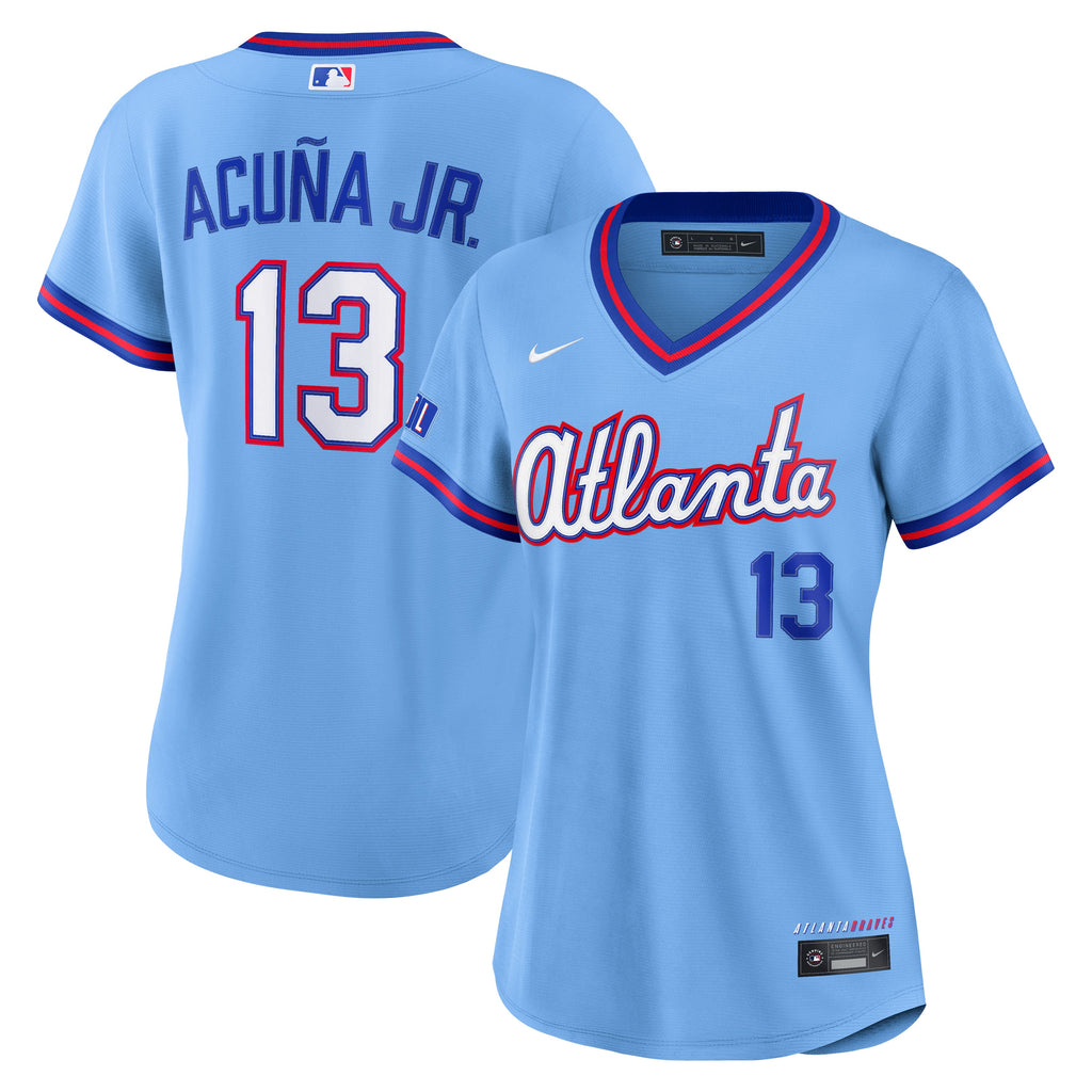 Women's Atlanta Braves Ronald Acuña Jr. Nike Powder Blue 2026 City Connect Stadium Jersey - 2