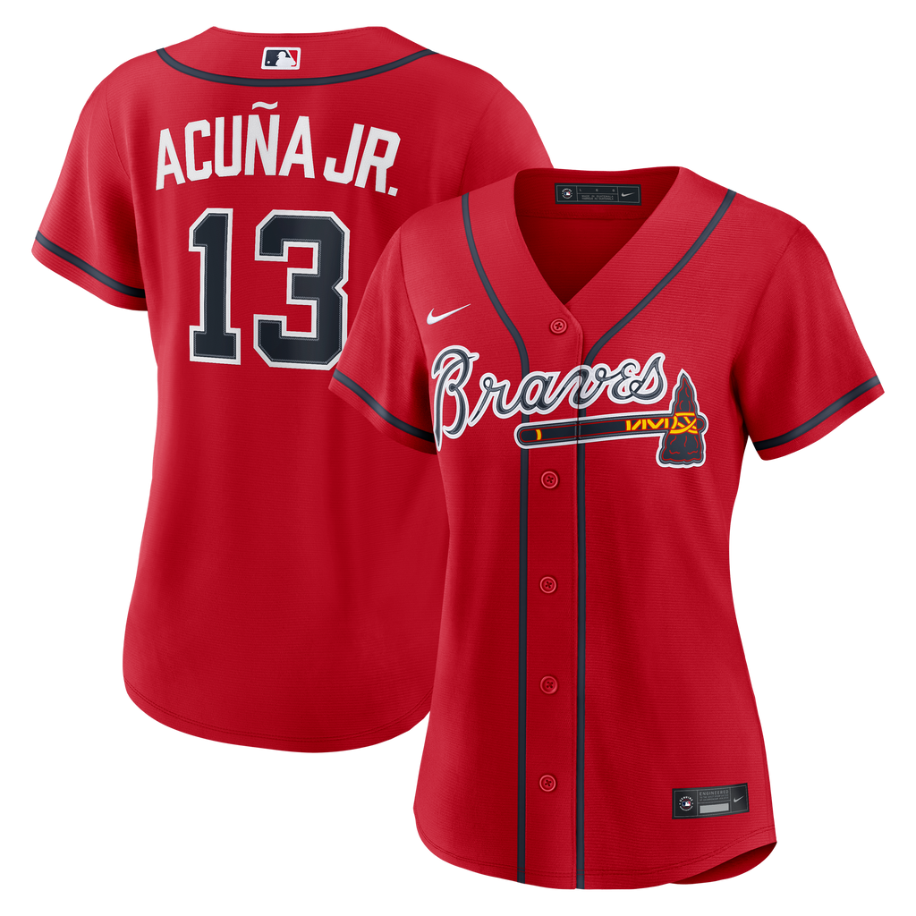 Women's Atlanta Braves Ronald Acuña Jr. Nike Red Alternate Replica Jersey