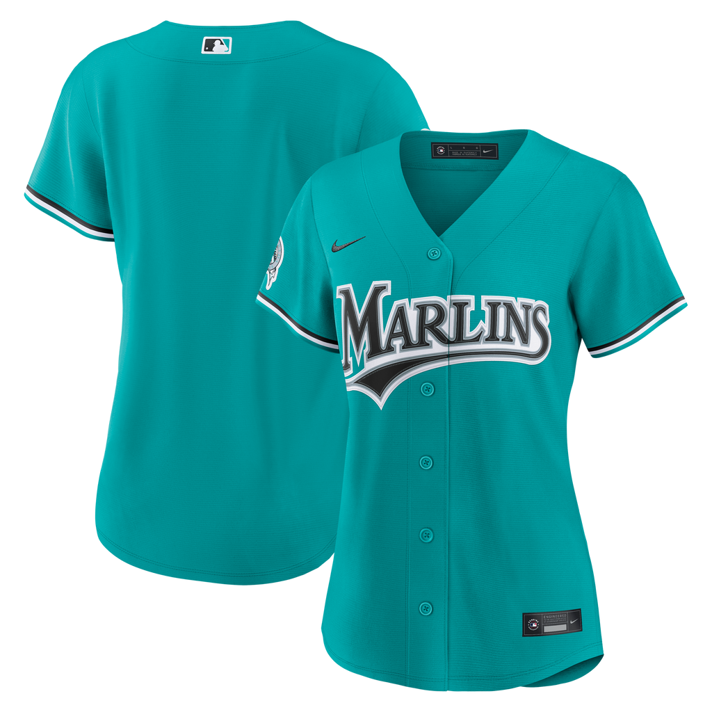 Women's Miami Marlins Nike Teal Alternate Stadium Jersey - 2