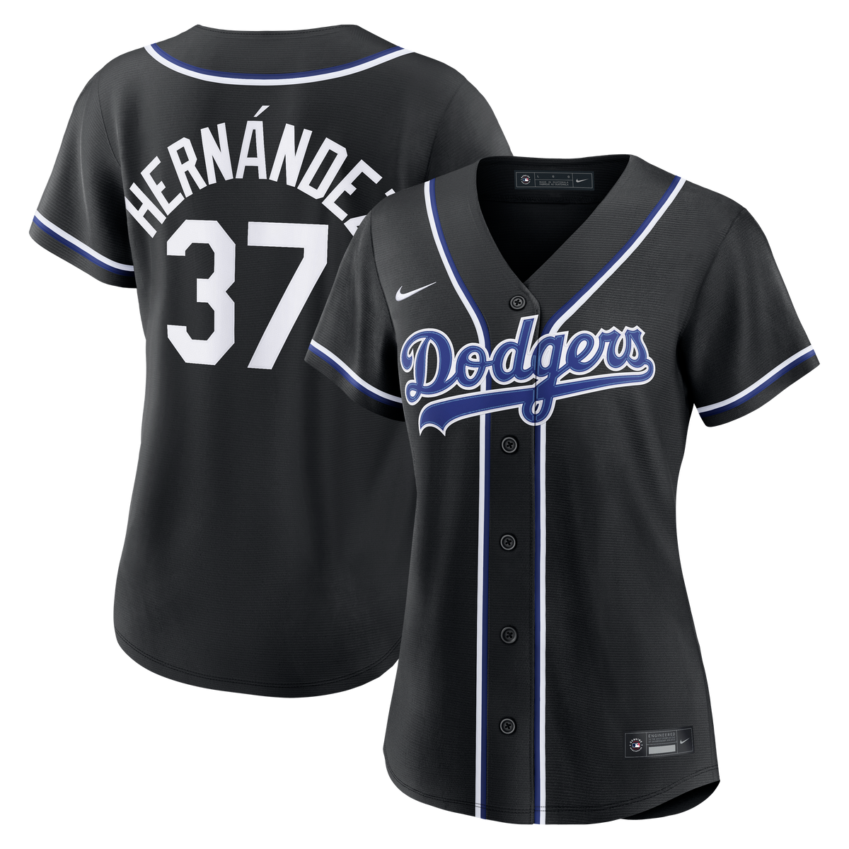Women's Los Angeles Dodgers Teoscar Hernández Nike Fashion Black Out Replica Jersey