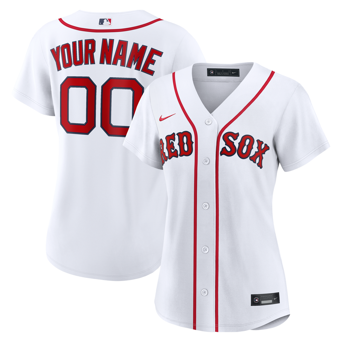Women's Boston Red Sox Nike White Home Replica Custom Jersey - 2