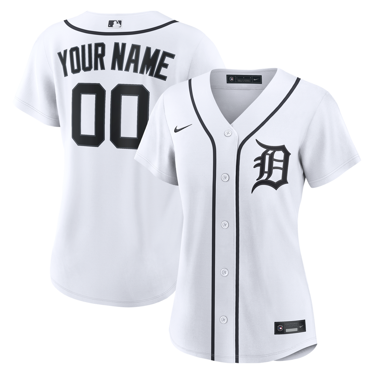 Women's Detroit Tigers Nike White Home Replica Custom Jersey - 2
