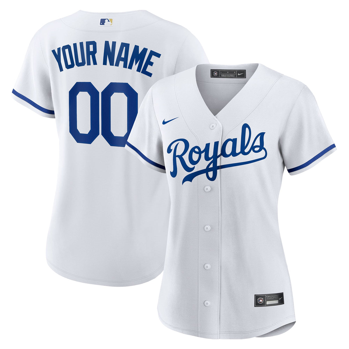 Women's Kansas City Royals Nike White Replica Custom Jersey - 2