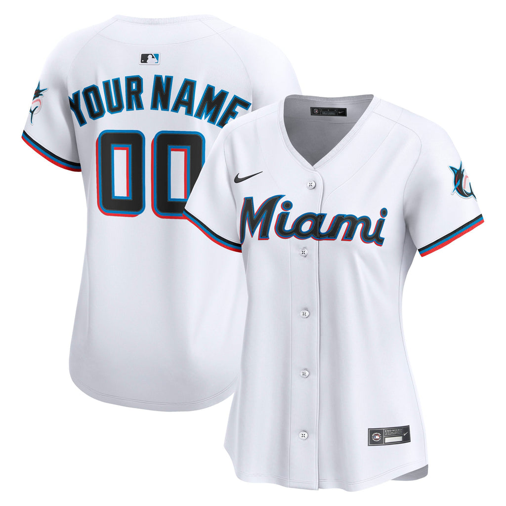 Women's Miami Marlins Nike White Home Limited Custom Jersey
