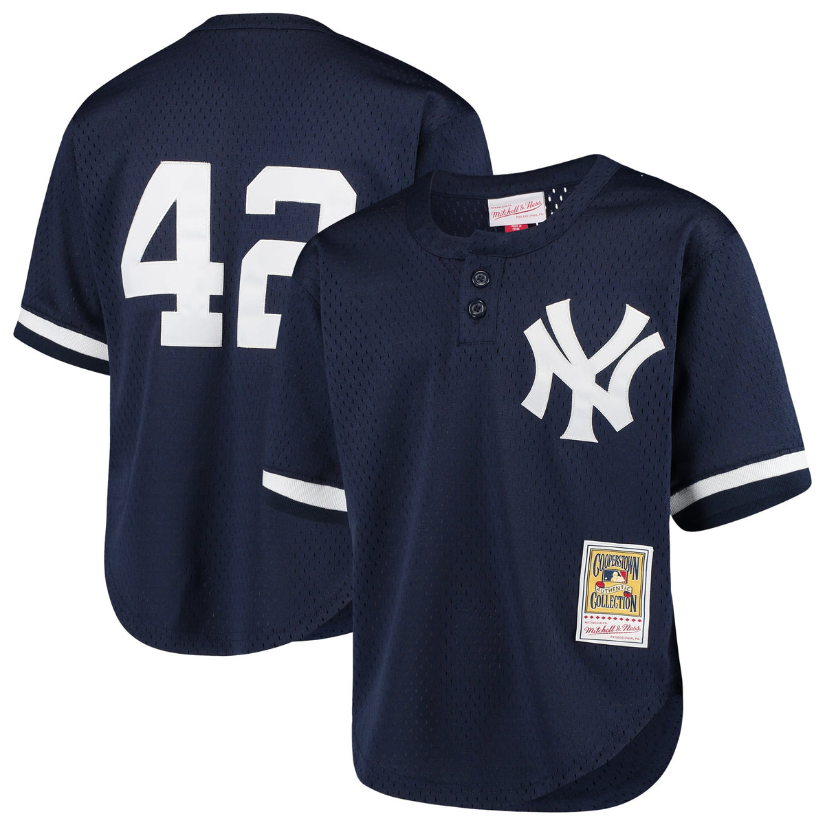 Youth New York Yankees Mariano Rivera Mitchell & Ness Navy Cooperstown Collection Mesh Batting Practice Jersey - 2