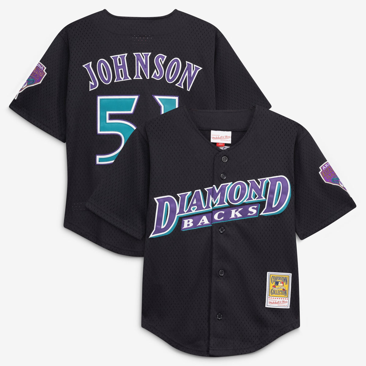 Youth Arizona Diamondbacks Randy Johnson Mitchell & Ness Black Cooperstown Collection Mesh Batting Practice Jersey - 2