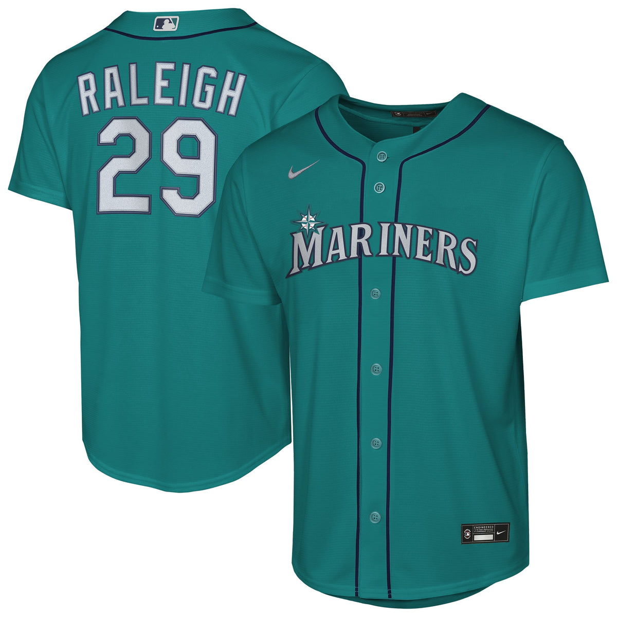 Youth Seattle Mariners Cal Raleigh Nike Teal Alternate Replica Jersey - 2