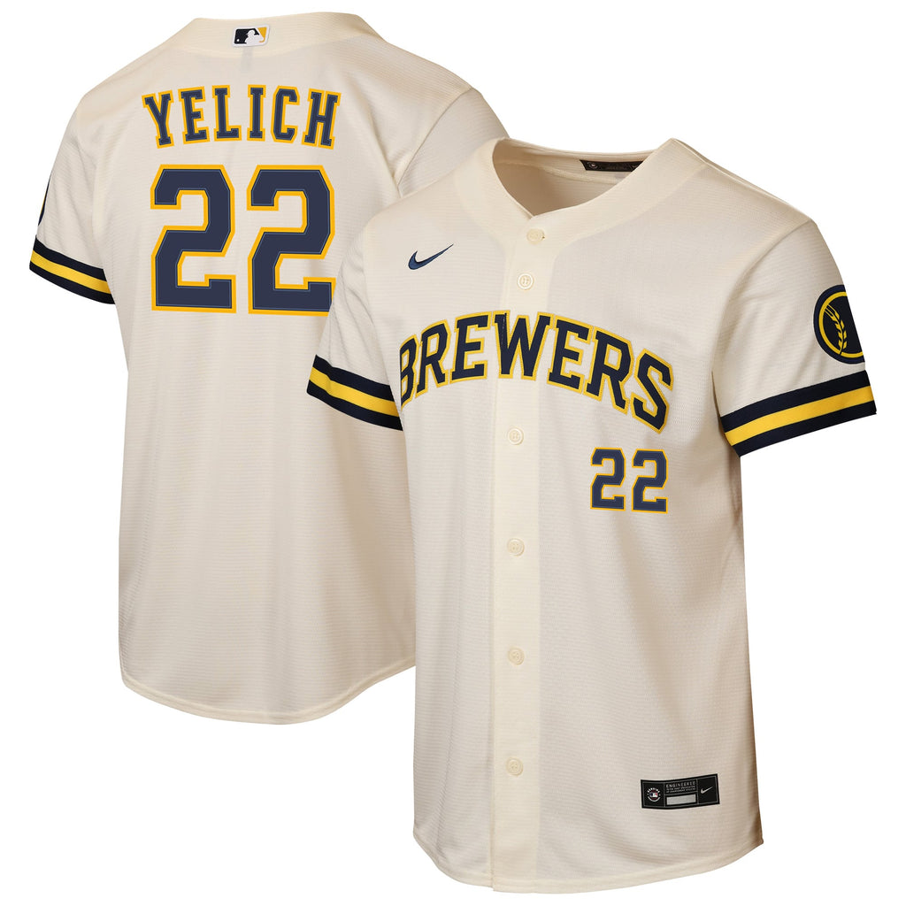 Youth Milwaukee Brewers Christian Yelich Nike Cream Home Stadium Jersey - 2