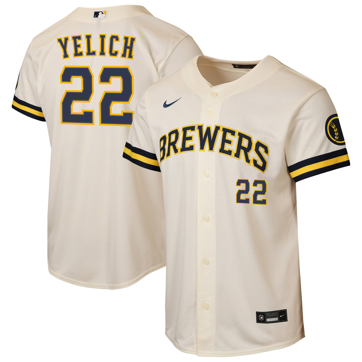 Youth Milwaukee Brewers Christian Yelich Nike Cream Home Stadium Jersey - 2