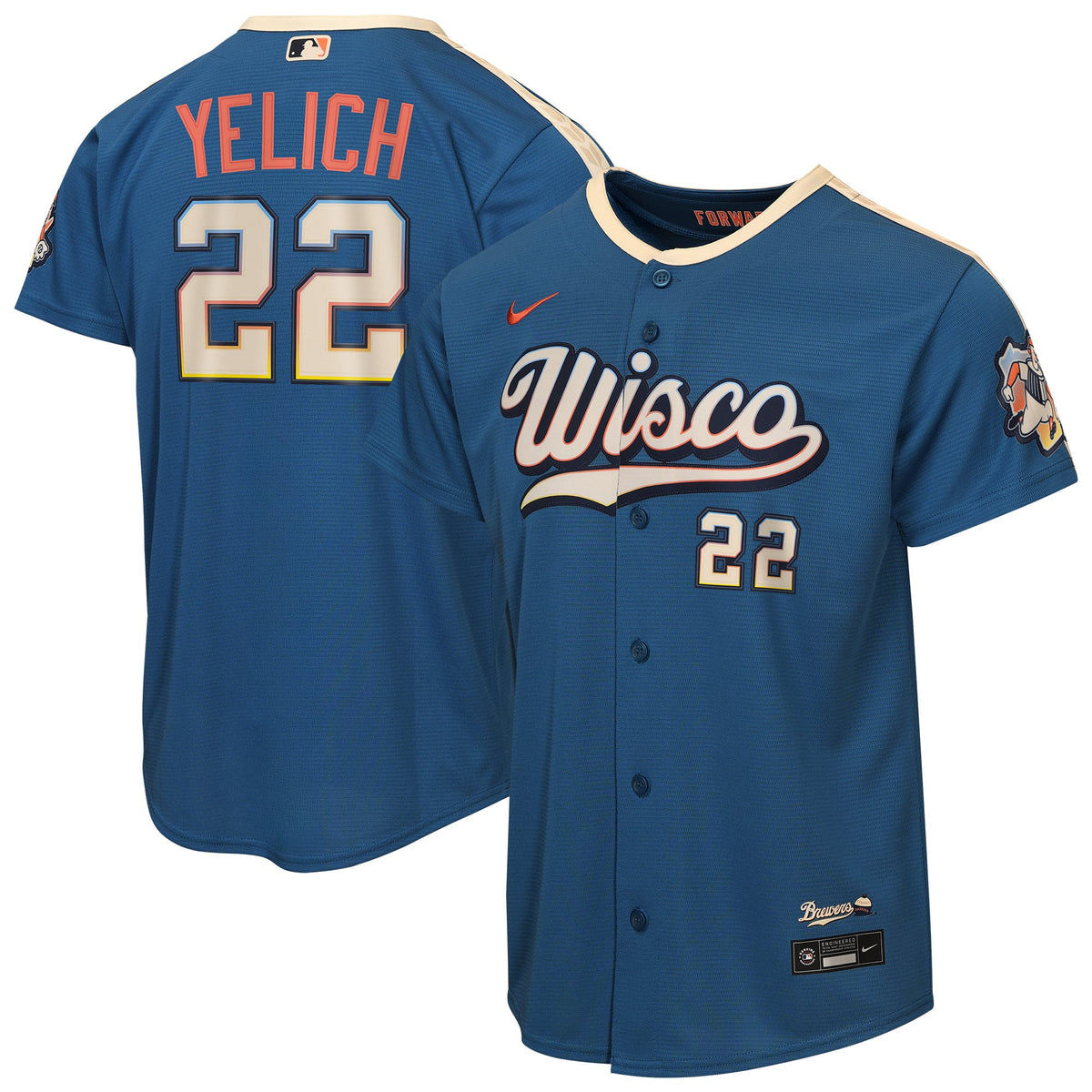 Youth Milwaukee Brewers Christian Yelich Nike Mineral Blue 2026 City Connect Stadium Jersey - 2