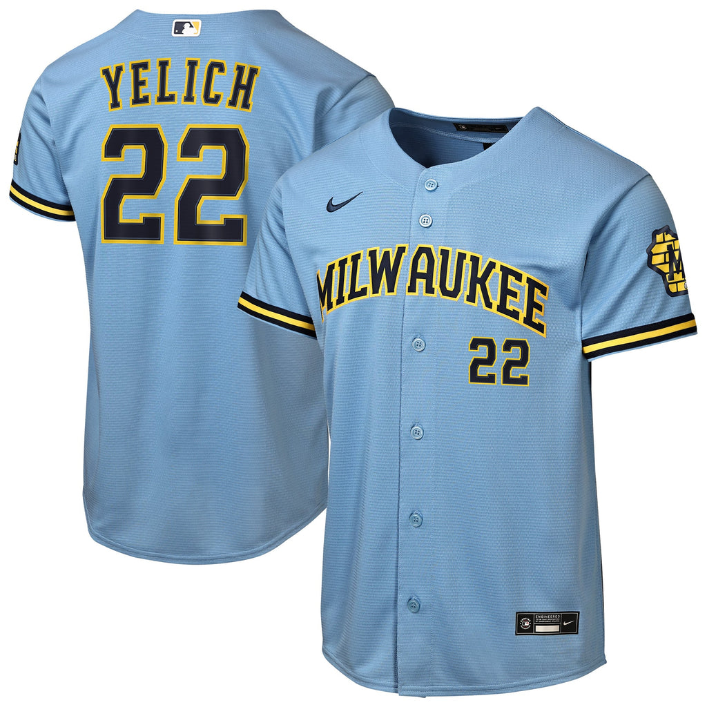 Youth Milwaukee Brewers Christian Yelich Nike Powder Blue Road Stadium Jersey - 2