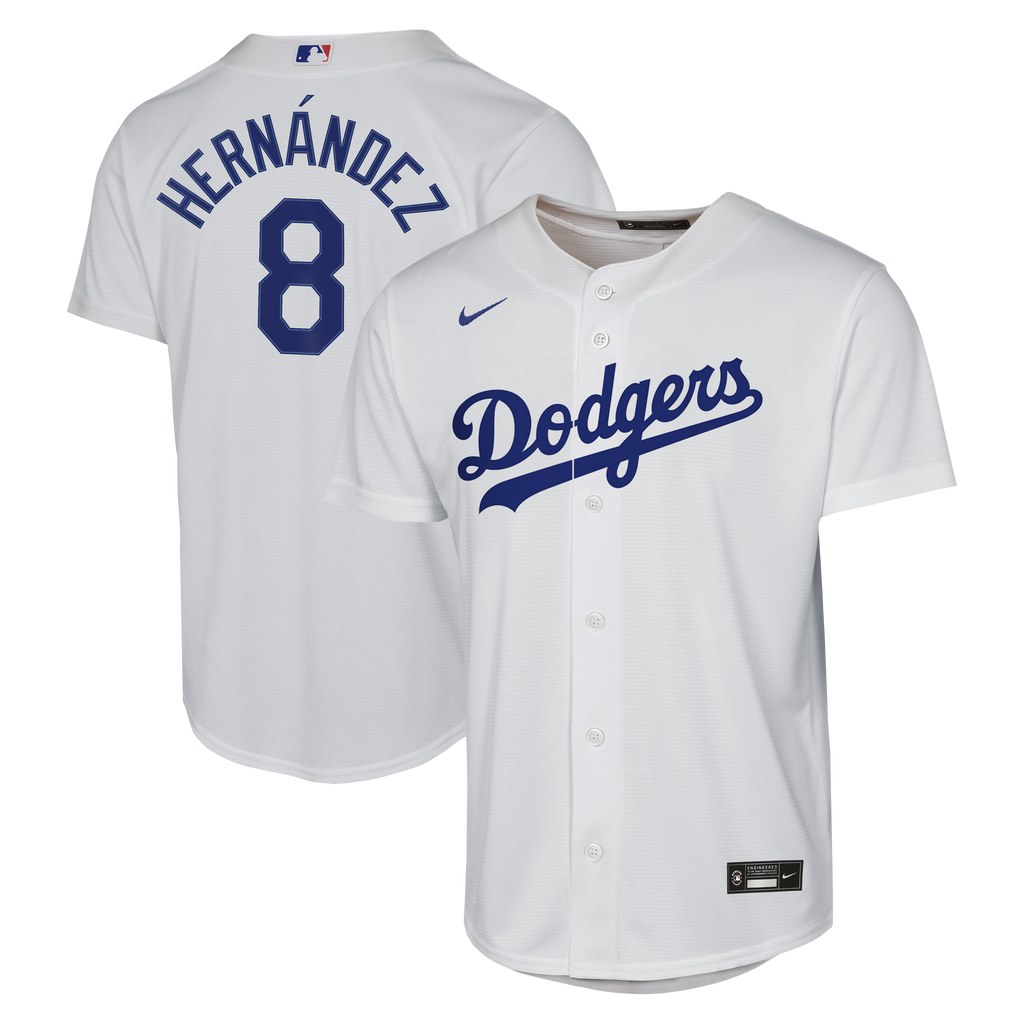 Youth Los Angeles Dodgers Enrique Hernández Nike White Home Baseline Jersey