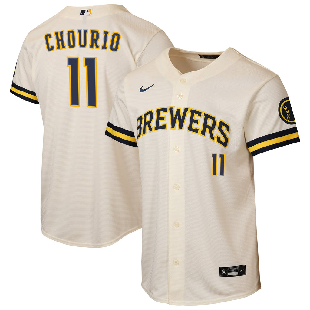 Youth Milwaukee Brewers Jackson Chourio Nike Cream Home Stadium Jersey - 2