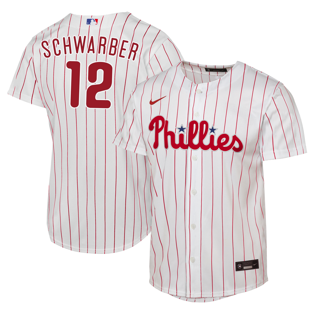 Youth Philadelphia Phillies Kyle Schwarber Nike White Home Replica Jersey