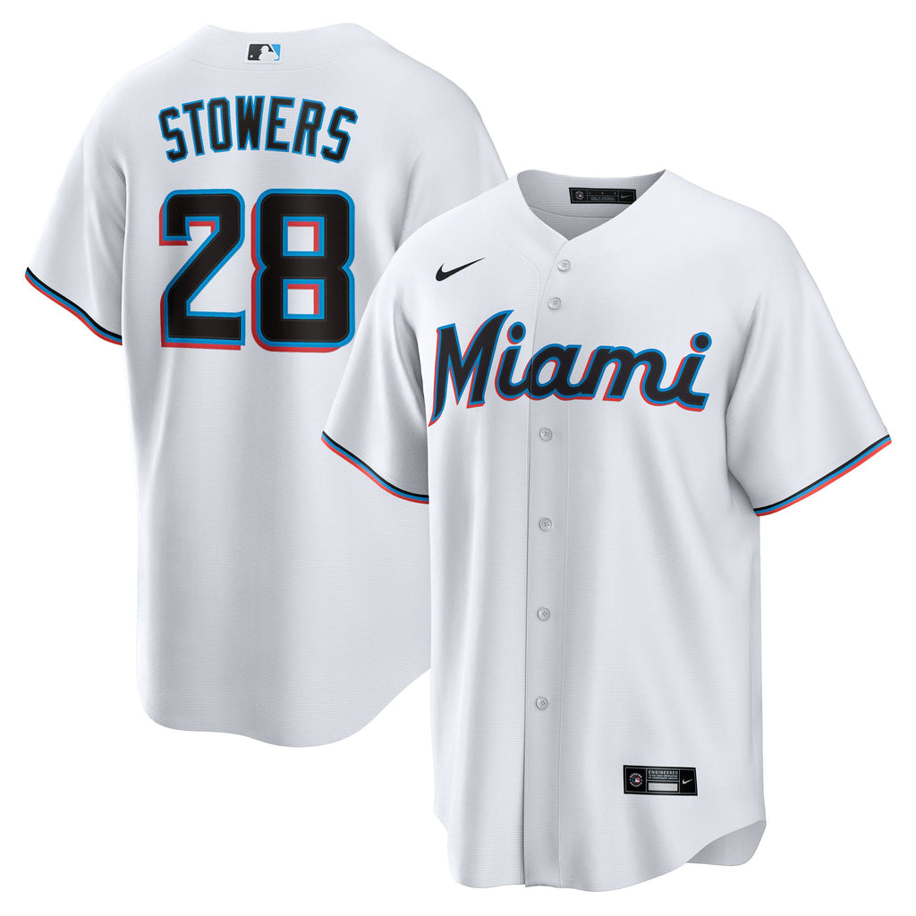 Youth Miami Marlins Kyle Stowers Nike White Home Replica Jersey - 2