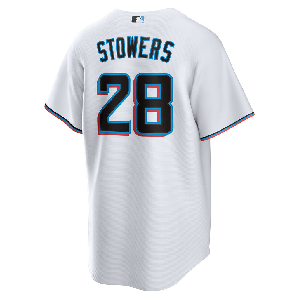 Youth Miami Marlins Kyle Stowers Nike White Home Replica Jersey - 4