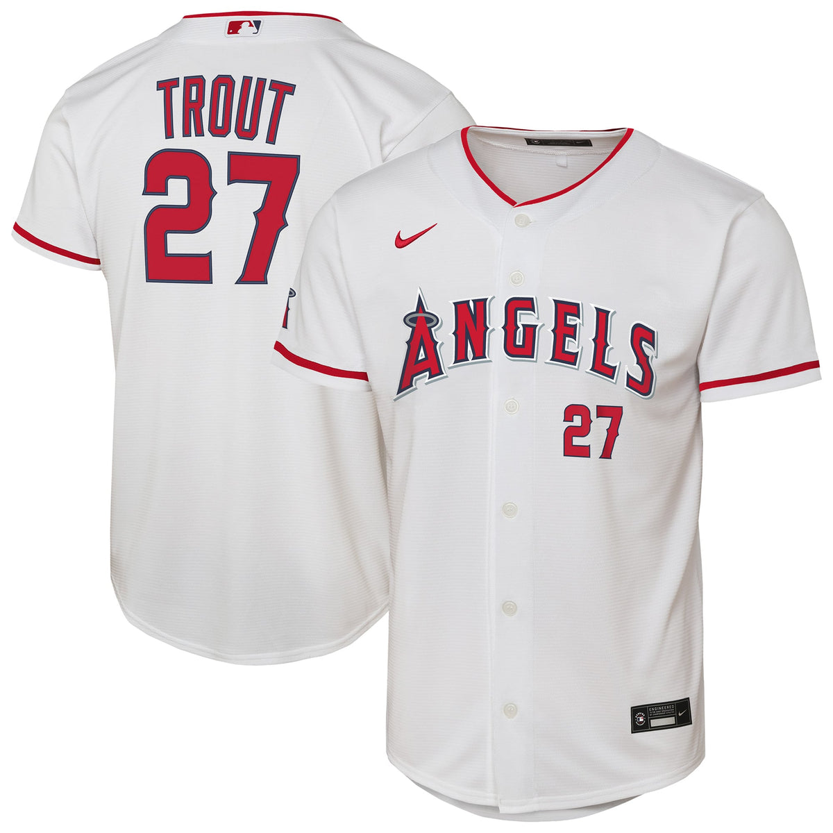 Youth Los Angeles Angels Mike Trout Nike White Home Stadium Player Jersey - 2