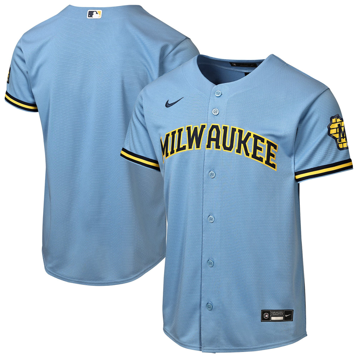 Youth Milwaukee Brewers Nike Powder Blue Road Stadium Jersey - 2