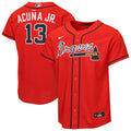 Youth Atlanta Braves Ronald Acuña Jr. Nike Red Alternate 2 Replica Jersey