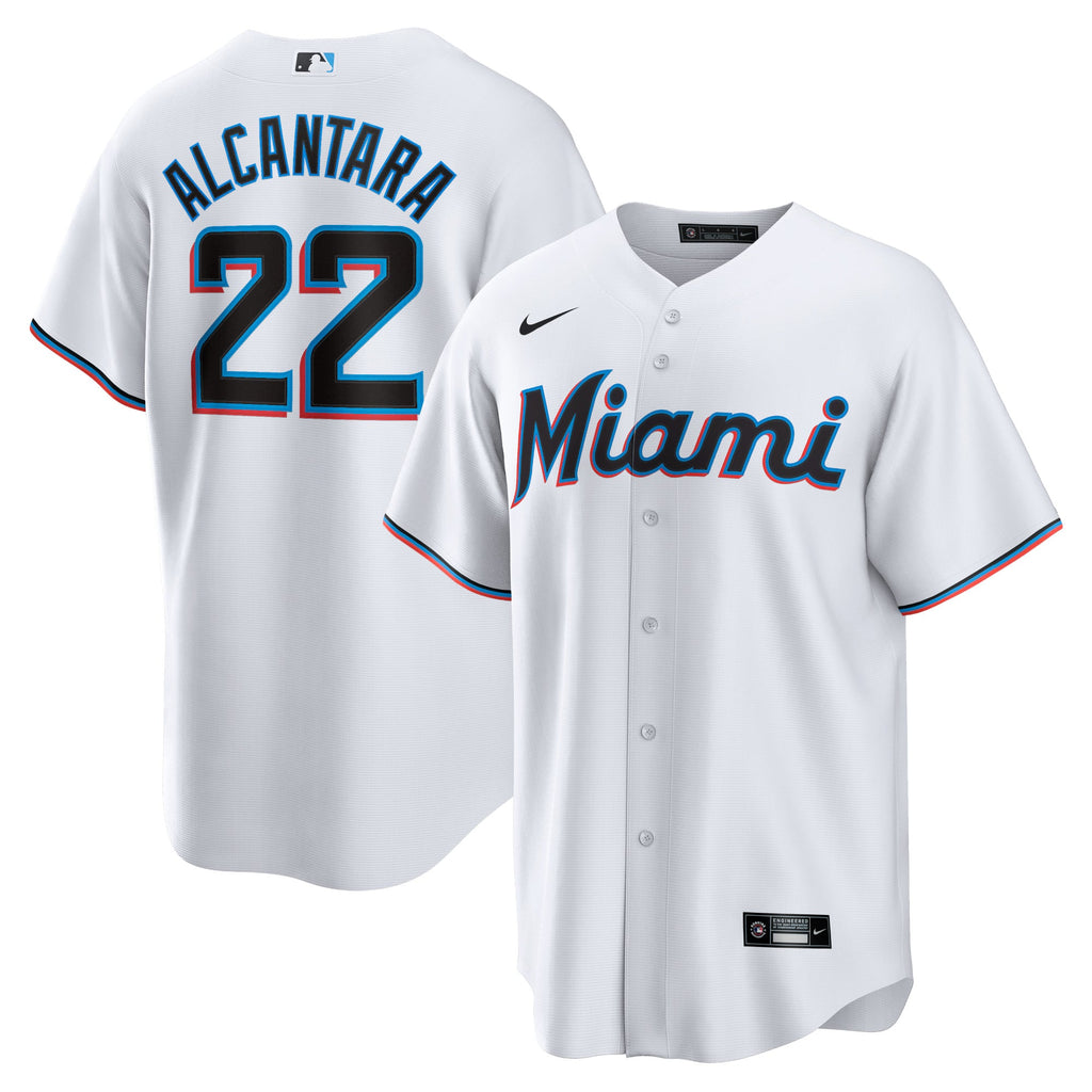 Youth Miami Marlins Sandy Alcantara Nike White Home Replica Jersey - 2