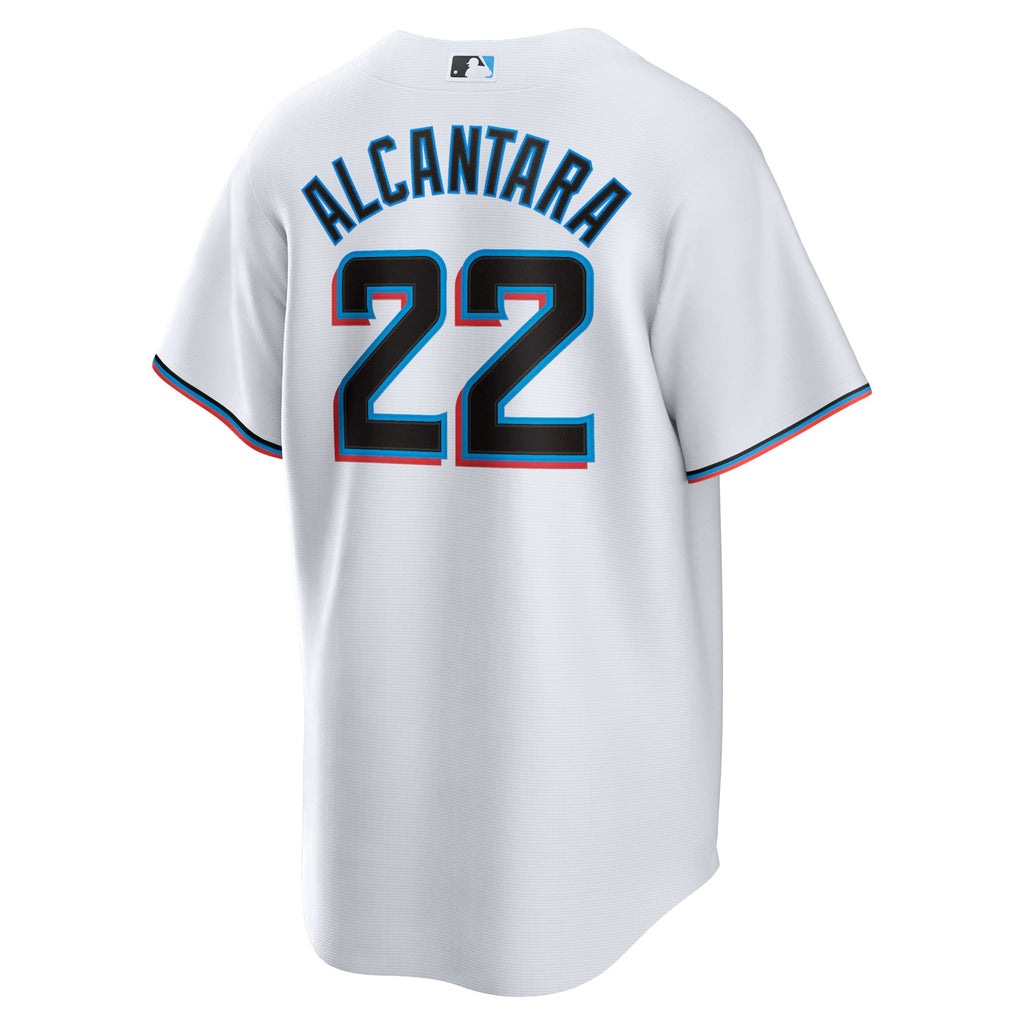 Youth Miami Marlins Sandy Alcantara Nike White Home Replica Jersey - 4