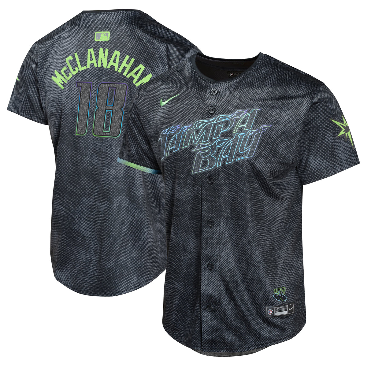 Youth Tampa Bay Rays Shane McClanahan Nike Charcoal 2024 City Connect Limited Player Jersey