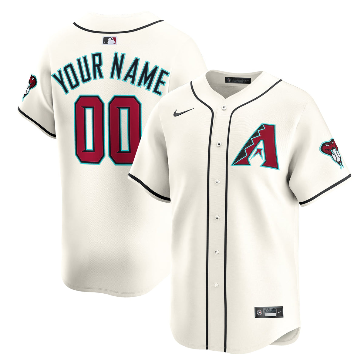 Youth Arizona Diamondbacks Nike White Home Custom Limited Jersey - 2