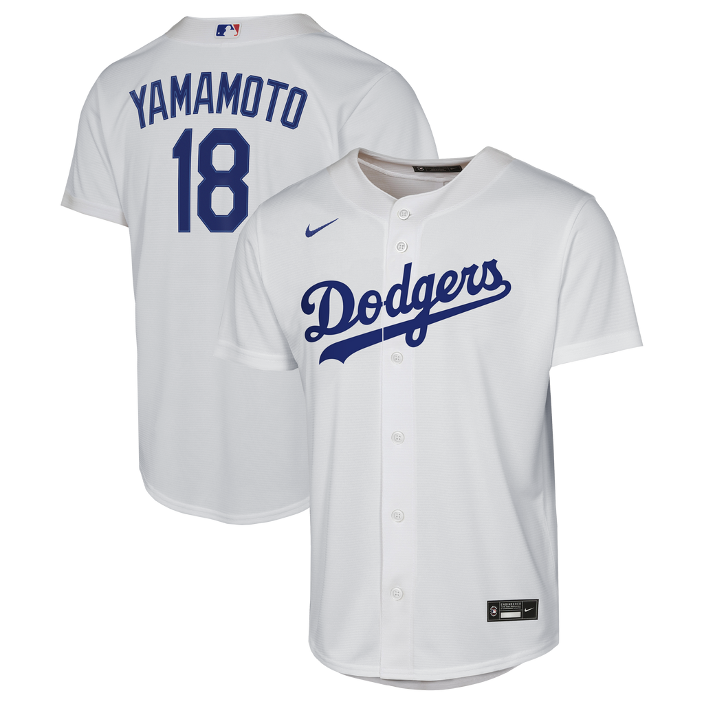 Youth Los Angeles Dodgers Yoshinobu Yamamoto Nike White Home Baseline Jersey - 2